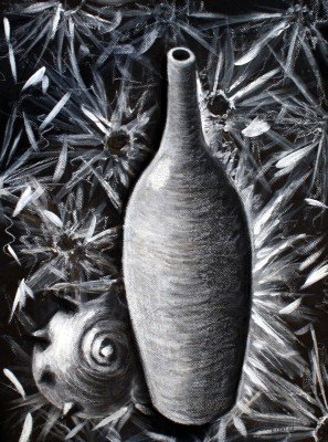 2008-mix media vase & shell.jpg