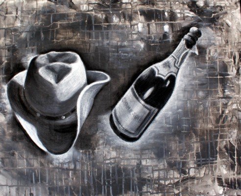2008-mixed media hat & champagne.jpg